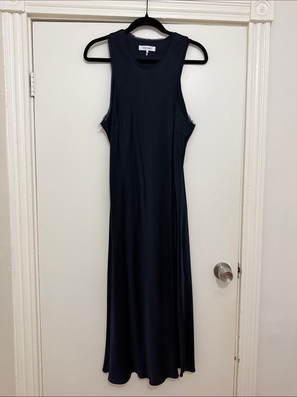Frame Silk Navy Blue Sleeveless Midi Slip Dress